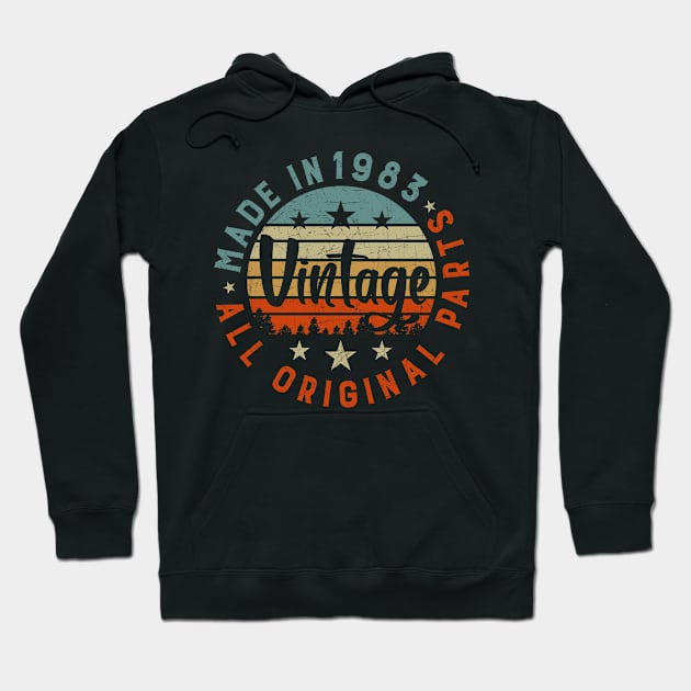 Made In 1983 Vintage All Original Parts 38th Birthday Hoodie by Salimkaxdew